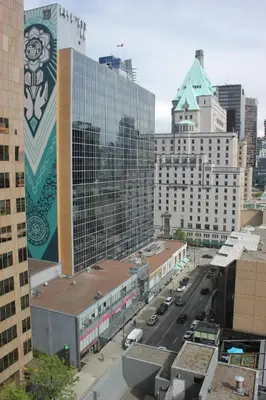 a view of a city street with tall buildings at Your Vacation Home Downtown Vancouver in Vancouver
