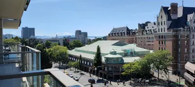 a view of a city street with a building at WaterFalls Hotel - Suite in Falls Downtown with pool in Victoria