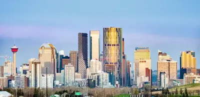 a view of a large city skyline with skyscrapers at MT Pleasant NW 2 bedrooms 500 in Calgary
