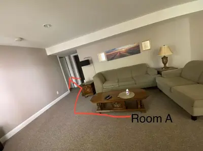 a living room with a couch and a coffee table at Mae Sweet Home in Surrey