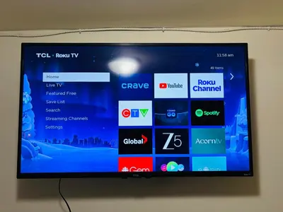 a television screen on a wall with different apps at UofC-SAIT-Banff Trail-Suite A&B in Calgary