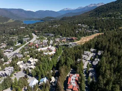 an aerial view of a resort in the mountains at 3BR in Whistler Creek Ridge, Ski In, Ski Out, Private Hot Tub, Wood Burning Fireplace, Private Garage in Whistler
