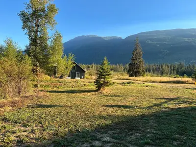 a house in the middle of a field with trees at Country home, Sleeps 6 pets friendly in Port Alberni