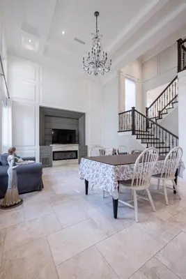 a living room with a table and chairs and a couch at Luxurious Private Rooms in Richmond in Richmond