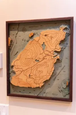 a picture of a map on a wall at Caboose in Bowen Island