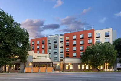 a rendering of a hotel on a city street at Four Points by Sheraton Penticton at the Convention Centre in Penticton